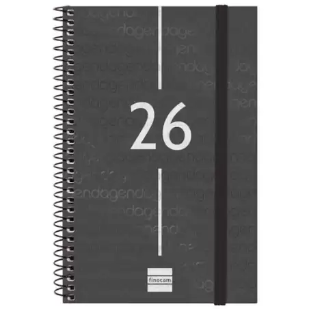 (741446026) FINOCAM AGENDA ESPIRAL YEAR E5-117X181MM SVH TAPA PP NEGRO 2026