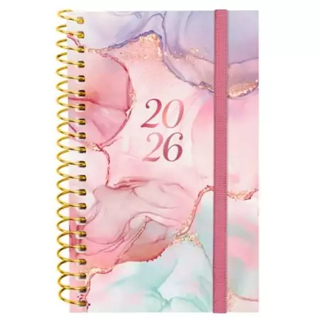 (742202626) FINOCAM AGENDA ESPIRAL DESIGN COLLECTION E3-79X127MM SVH TAPA PP GOLDY 2026
