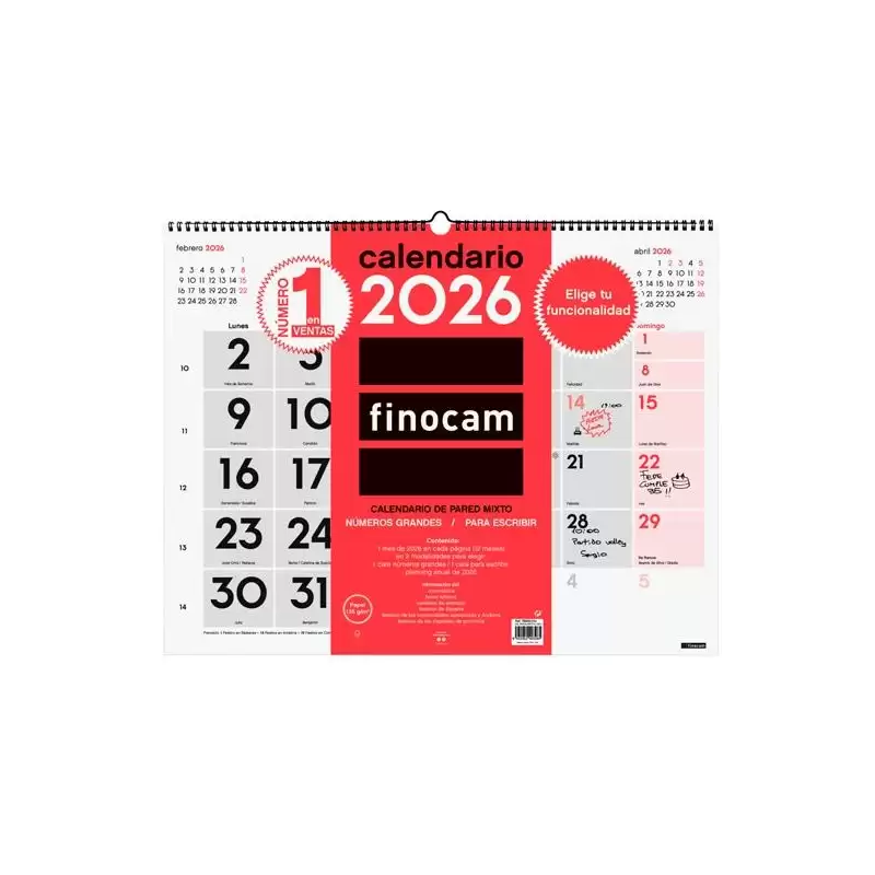 (780020026) FINOCAM CALENDARIO DE PARED MIXTO XL-540X420MM MV NEUTRO 2026