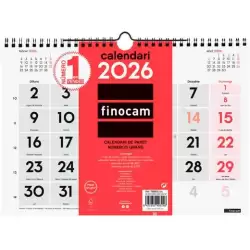 (780030026) FINOCAM CALENDARIO DE PARED NÚMEROS GRANDES M-300X210MM MV NEUTRO 2026 CATALÁN