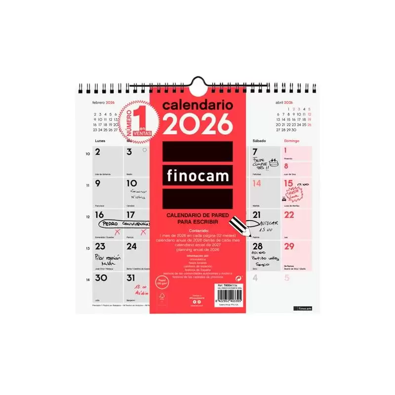 (780060026) FINOCAM CALENDARIO DE PARED PARA ESCRIBIR M-265X245MM MV NEUTRO 2026
