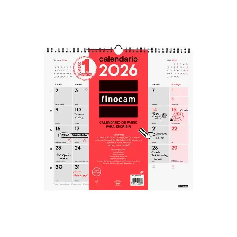 (780070026) FINOCAM CALENDARIO DE PARED PARA ESCRIBIR L-340X320MM MV NEUTRO 2026