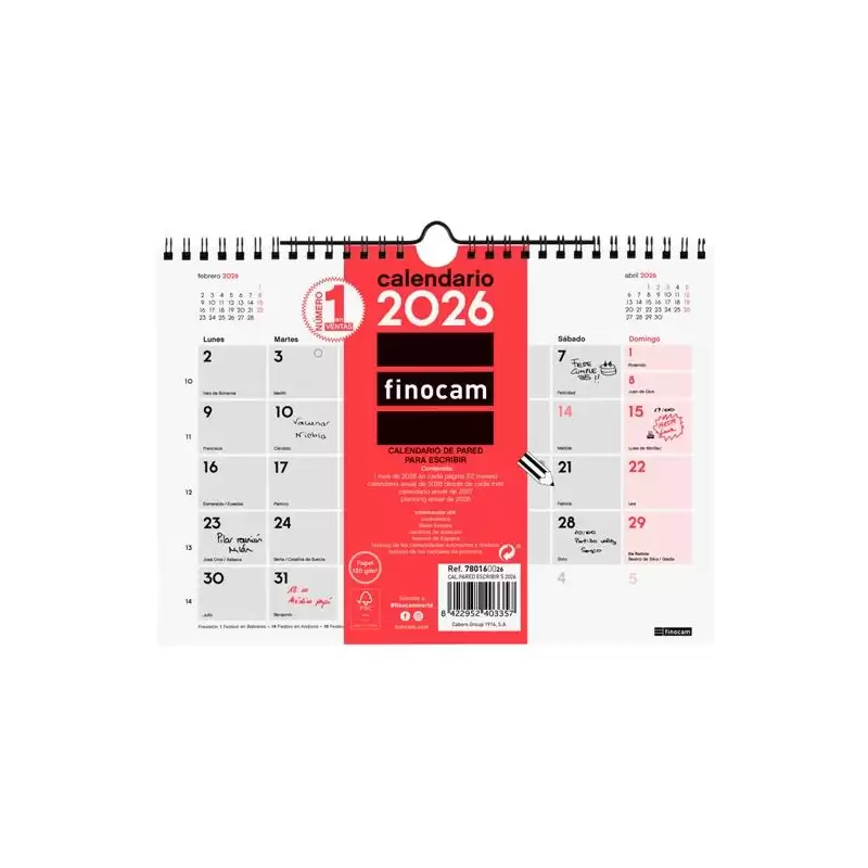 (780160026) FINOCAM CALENDARIO DE PARED PARA ESCRIBIR S-210X150MM MV NEUTRO 2026