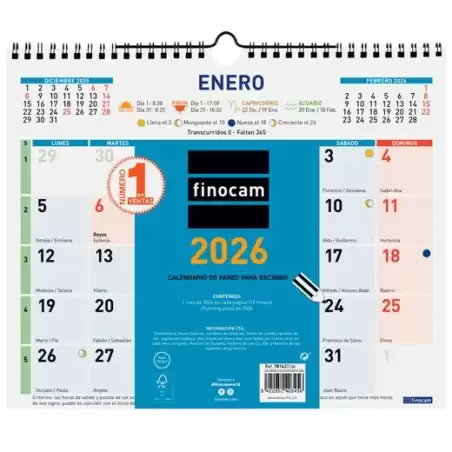 (781420026) FINOCAM CALENDARIO DE PARED NÚMEROS GRANDES M-300X247MM MV COLOR 2026