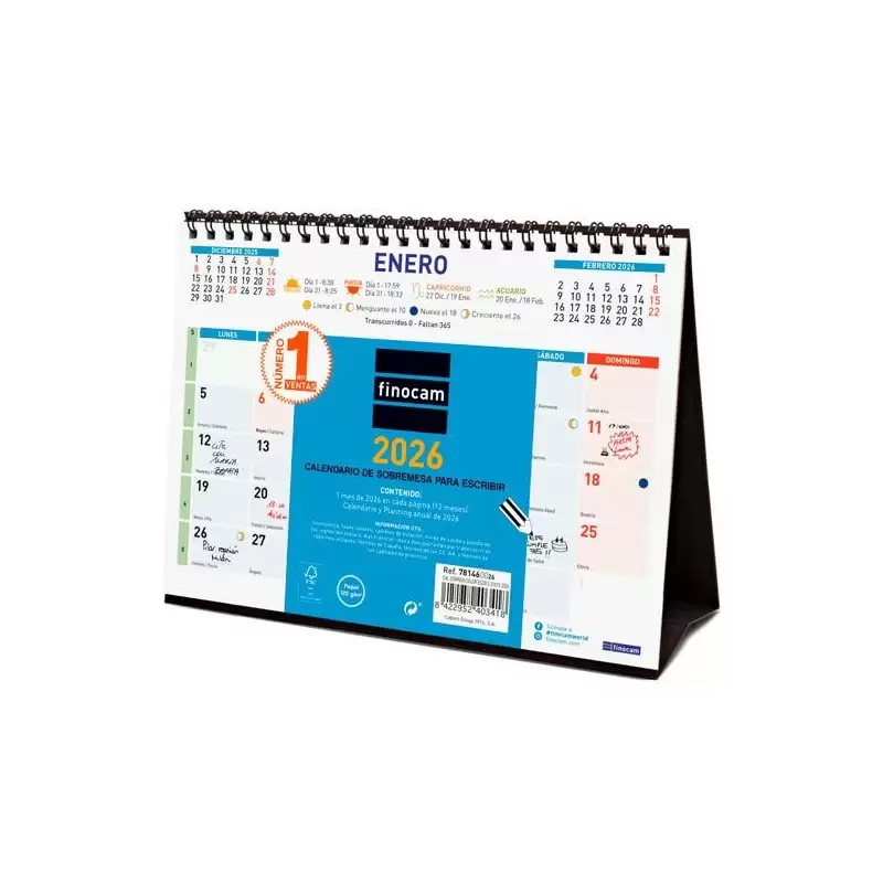 (781460026) FINOCAM CALENDARIO DE SOBREMESA PARA ESCRIBIR S-210X150MM MV COLOR 2026