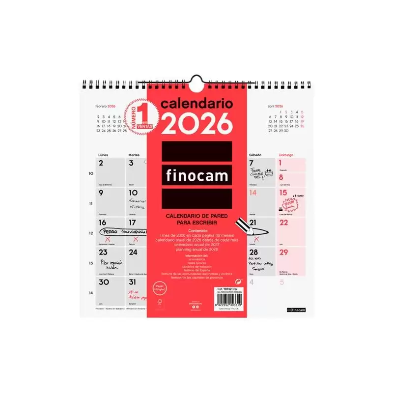 (781520026) FINOCAM CALENDARIO DE PARED PARA ESCRIBIR 30X30-300X300MM MV NEUTRO 2026