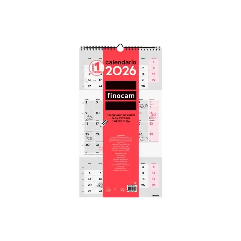 (781580026) FINOCAM CALENDARIO DE PARED PARA ESCRIBIR M-236X430MM 3MV NEUTRO 2026