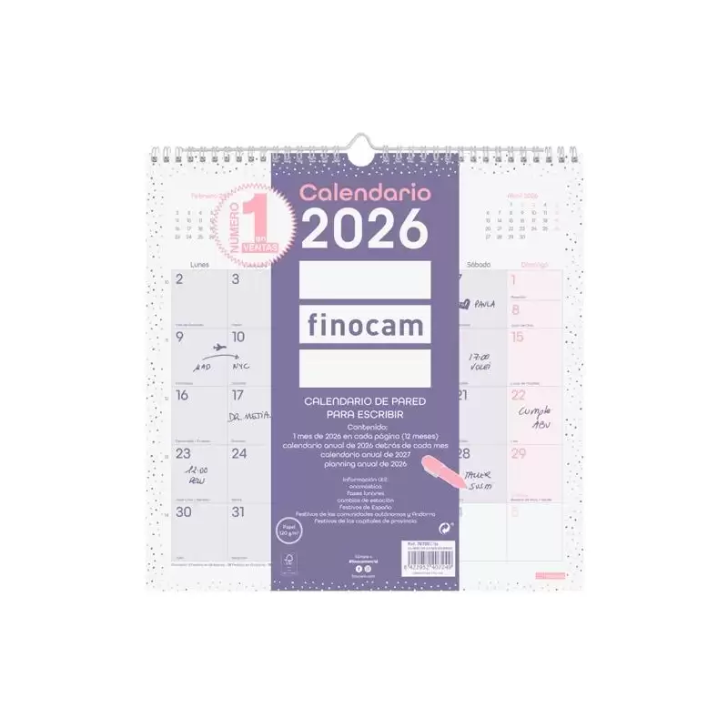 (787002726) FINOCAM CALENDARIO DE PARED PARA ESCRIBIR 30X30-300X300MM MV CHIC MORADO 2026