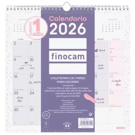 (787002726) FINOCAM CALENDARIO DE PARED PARA ESCRIBIR 30X30-300X300MM MV CHIC MORADO 2026