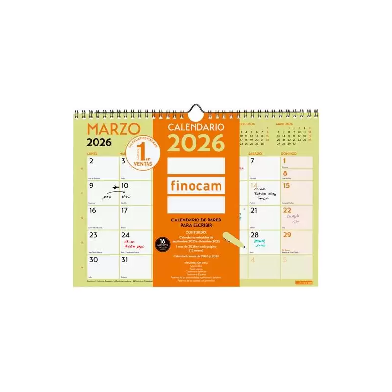 (787220126) FINOCAM CALENDARIO DE PARED PARA ESCRIBIR A4-297X210MM MV GRAFIK 2026