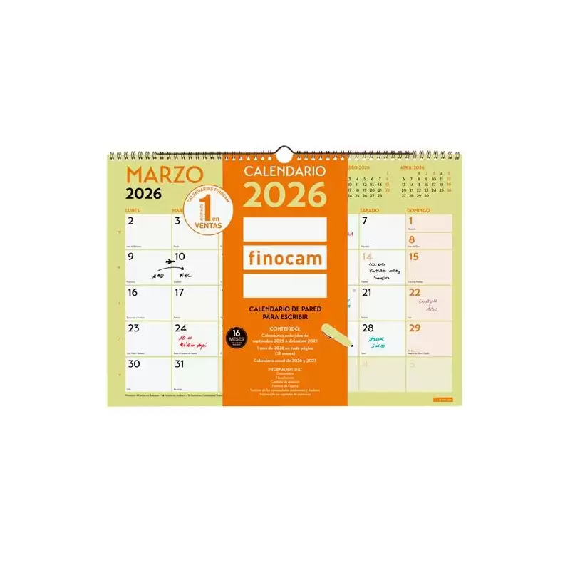 (787240126) FINOCAM CALENDARIO DE PARED PARA ESCRIBIR A3-420X297MM MV GRAFIK 2026