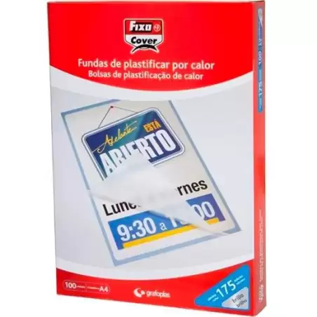 (01021500) FIXO FUNDAS DE PLASTIFICAR 125 MICRAS 90X130MM BRILLO PACK 100 UD