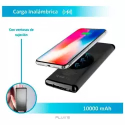 (00113) FLUX´S CARGADOR POWER BANK CON CARGA INALÁMBRICA EPSILON DE SOBREMESA QI 10K MAH NEGRO