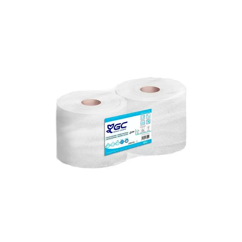 (J286103) GC BOBINA INDUSTRIAL GOFRADO CELULOSA 2 CAPAS 1500/450M PACK 2U BLANCO