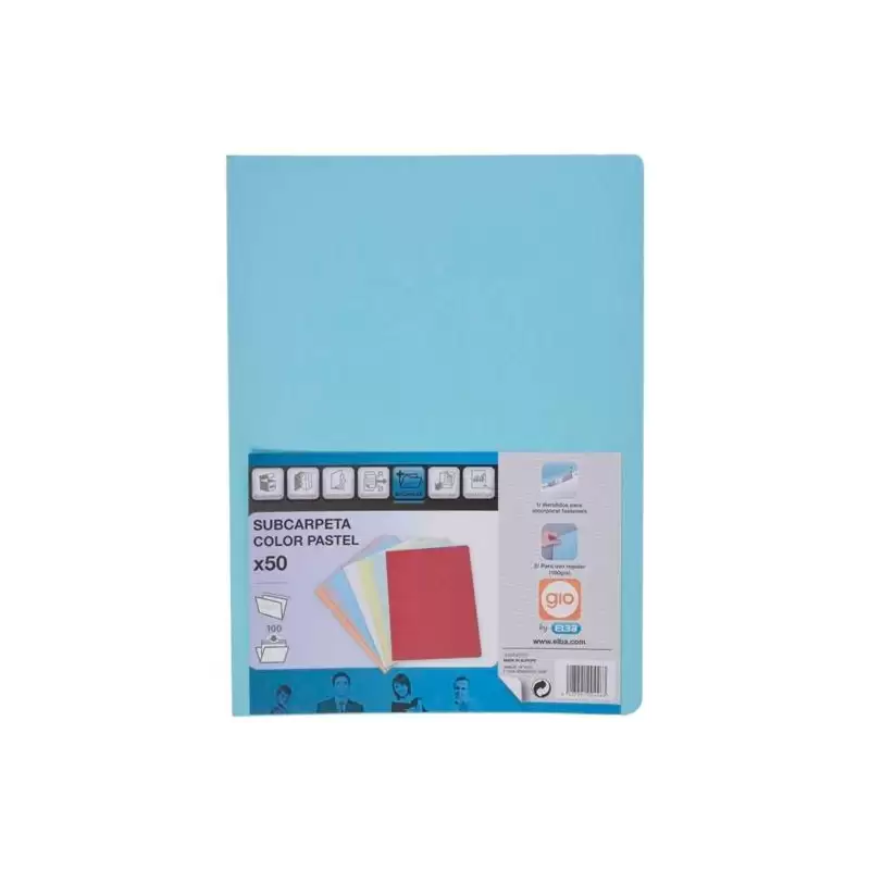 (400040571) GIO SUBCARPETA SIMPLE CARTULINA FOLIO 180GR AZUL PASTEL -50U-