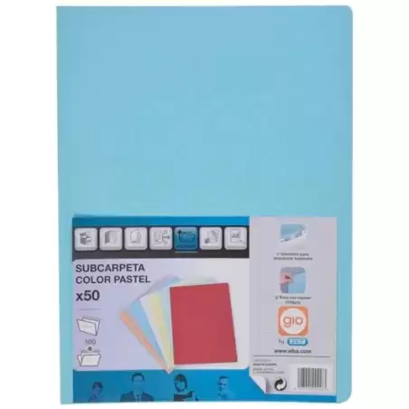 (400040571) GIO SUBCARPETA SIMPLE CARTULINA FOLIO 180GR AZUL PASTEL -50U-