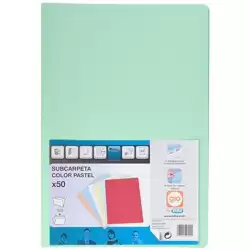 (400040609) GIO SUBCARPETA SIMPLE CARTULINA FOLIO 180GR VERDE PASTEL -50U-