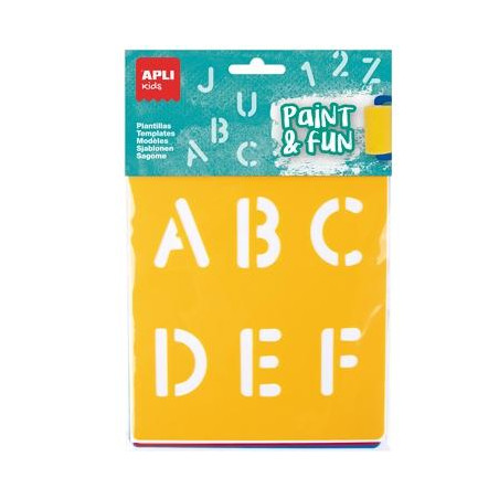 (19407) APLI PLANTILLAS DE FORMAS LETRAS Y NÚMEROS PAINT & FUN PP FLEXIBLE BOLSA DE 6 SURTIDOS