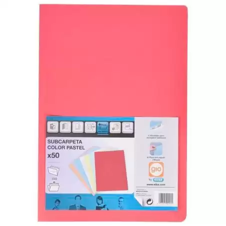 (400040853) GIO SUBCARPETA SIMPLE CARTULINA FOLIO 180GR ROJO PASTEL -50U-