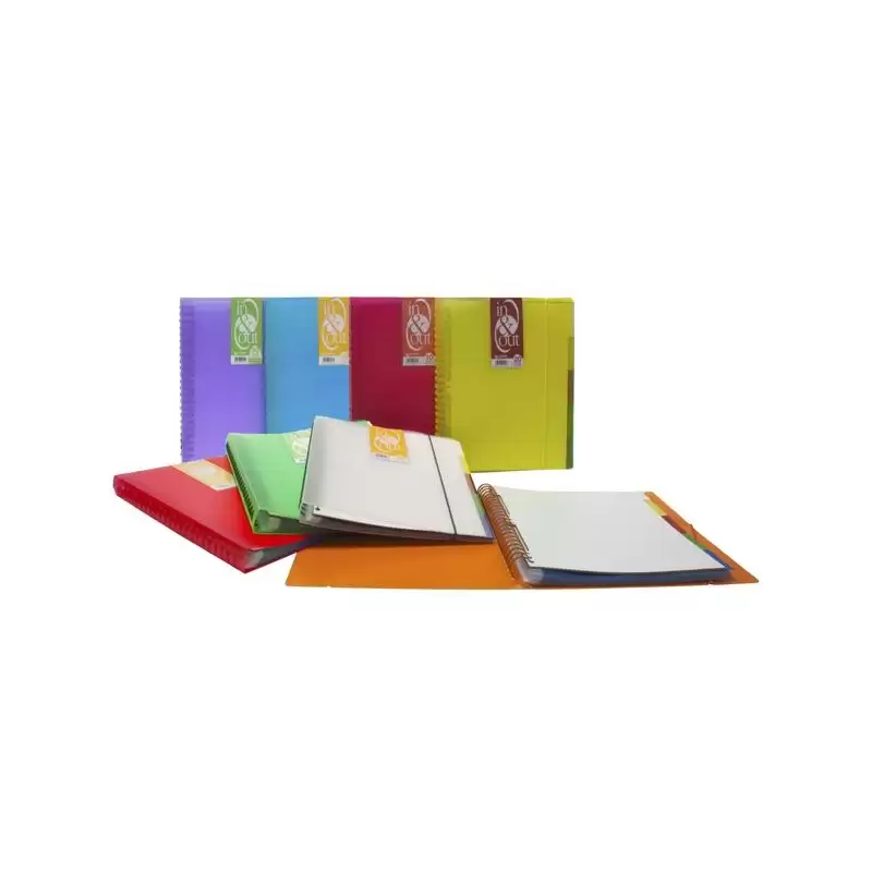 (39425000) GRAFOPLÁS CARPETA 50 FUNDAS ESPIRAL A4 EXTRAÍBLES CALIDAD EXTRA 5 SEPARADORES PP TRANSLÚCIDO RÍGIDO IN & OUT NEGRO