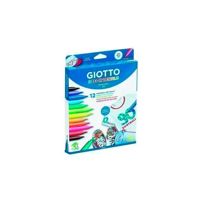 (F494900) GIOTTO ROTULADORES DECOR TEXTIL PERMANENTES COLORES SURTIDOS ESTUCHE 12 UD