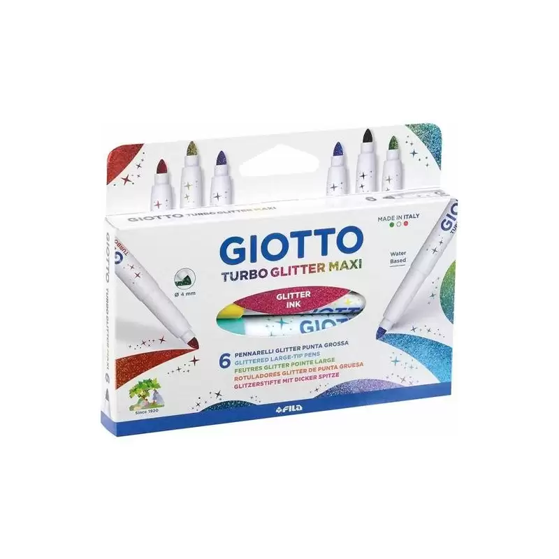 (F426600) GIOTTO ROTULADORES TURBO GLITTER MAXI COLORES SURTIDOS ESTUCHE 6 UD