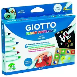 (F453300) GIOTTO ROTULADORES DECOR MATERIALES CUALQUIER SUPERFICIE C/SURTIDOS ESTUCHE 6 UD