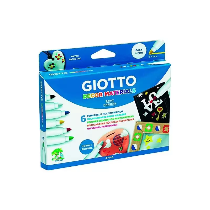 (F453300) GIOTTO ROTULADORES DECOR MATERIALES CUALQUIER SUPERFICIE C/SURTIDOS ESTUCHE 6 UD