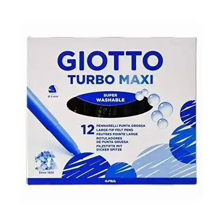 (F456036) GIOTTO ROTULADORES TURBO MAXI NEGRO ESTUCHE 12 UD