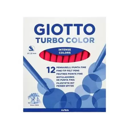 (F485011) GIOTTO ROTULADORES TURBO COLOR ROJO ESTUCHE 12 UD