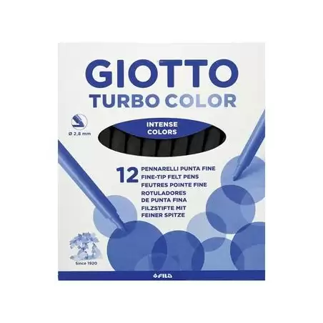 (F485036) GIOTTO ROTULADORES TURBO COLOR NEGRO ESTUCHE 12 UD