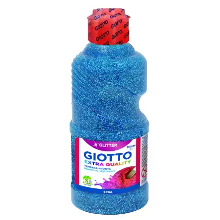 (F53120400) GIOTTO TÉMPERA GLITTER AZUL BOTELLA 250 ML