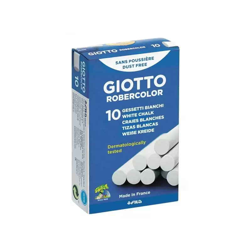 (F538700) GIOTTO TIZAS ROBERCOLOR ANTIPOLVO BLANCO CAJA 10 UD