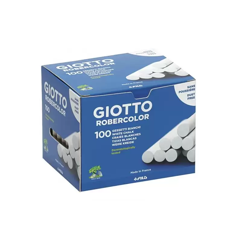 (F538800) GIOTTO TIZAS ROBERCOLOR ANTIPOLVO BLANCO CAJA 100 UD