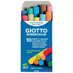 (F538900) GIOTTO TIZAS ROBERCOLOR ANTIPOLVO COLORES SURTIDOS CAJA 10 UD