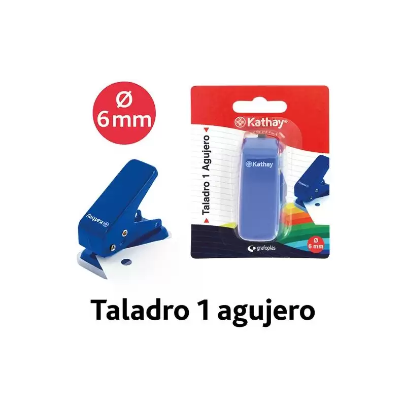 (86001030) GRAFOPLÁS TALADRO KATHAY 1 AGUJERO Ø6MM 10 HOJAS AZUL BLÍSTER