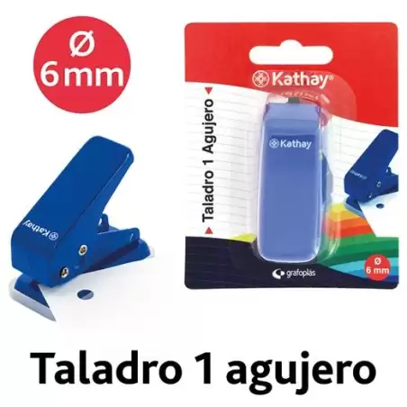 (86001030) GRAFOPLÁS TALADRO KATHAY 1 AGUJERO Ø6MM 10 HOJAS AZUL BLÍSTER