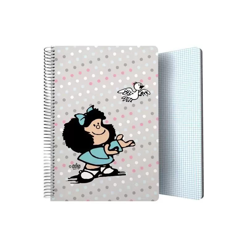 (16502226) GRAFOPLÁS CUADERNO ESPIRAL FOLIO 80H 4X4MM 90GR TAPA PP MAFALDA BIRD