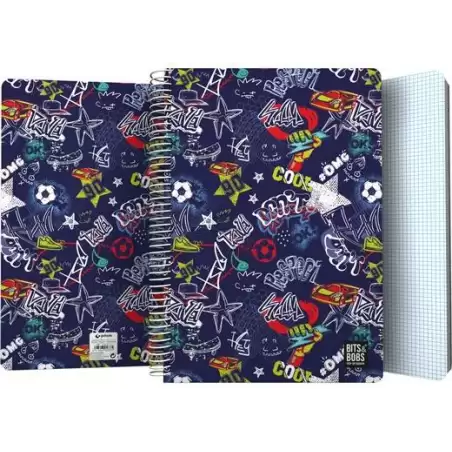 (16502475) GRAFOPLÁS CUADERNO SR3 80H FOLIO 90GR 4X4MM 5 BANDAS COLOR TAPA PP BITS&BOBS STAR
