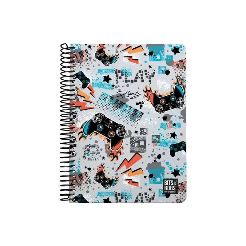 (16512476) GRAFOPLÁS CUADERNO PL3 80H CUARTO 90GR 4X4MM 5 BANDAS COLOR TAPA PP BITS&BOBS 23 PLAY