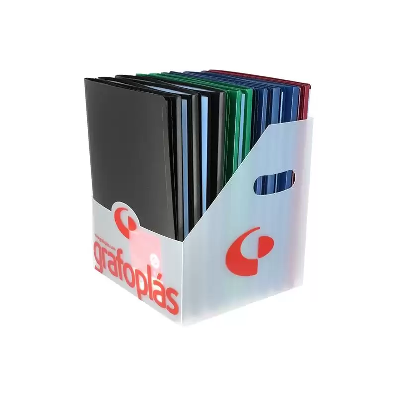 (00012000) GRAFOPLÁS CARPETA CON FUNDAS POLIPLÁS SOLDADAS FOLIO PP SEMIRÍGIDO OPACO C/SURTIDOS EXPOSITOR 20 UD