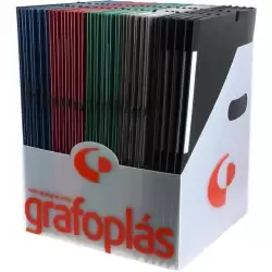 (00048000) GRAFOPLÁS CARPETA CON GOMAS POLIGRAF 3 SOLAPAS FOLIO PP OPACO C/SURTIDOS EXPOSITOR 50 UD