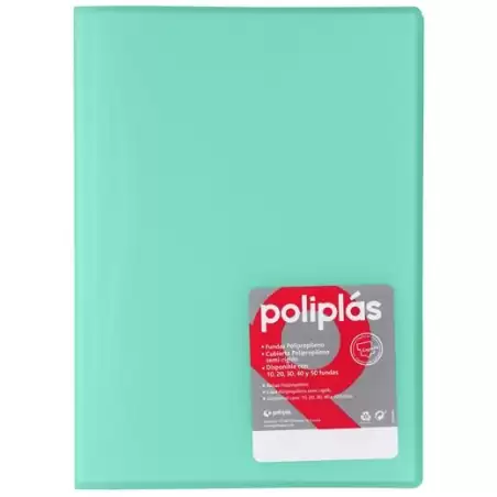 (01431226) GRAFOPLÁS CARPETA POLIPLÁS DE POLIPROPILENO TRANSLÚCIDO CON 10 FUNDAS SOLDADAS FOLIO MINT