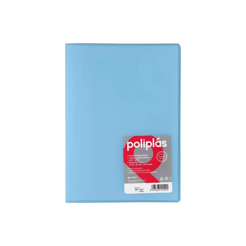(01431291) GRAFOPLÁS CARPETA CON FUNDAS POLIPLÁS SOLDADAS FOLIO 10 FUNDAS PP SEMIRÍGIDO TRANSLÚCIDO AZUL SOFT