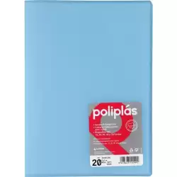 (01451291) GRAFOPLÁS CARPETA CON FUNDAS POLIPLÁS SOLDADAS FOLIO 20 FUNDAS PP SEMIRÍGIDO TRANSLÚCIDO AZUL SOFT