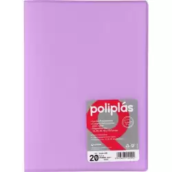 (01451295) GRAFOPLÁS CARPETA CON FUNDAS POLIPLÁS SOLDADAS FOLIO 20 FUNDAS PP SEMIRÍGIDO TRANSLÚCIDO LAVANDA SOFT