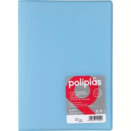 (01471291) GRAFOPLÁS CARPETA CON FUNDAS POLIPLÁS SOLDADAS FOLIO 30 FUNDAS PP SEMIRÍGIDO TRANSLÚCIDO AZUL SOFT