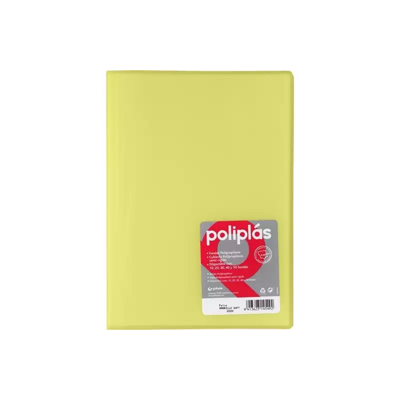 (01471294) GRAFOPLÁS CARPETA CON FUNDAS POLIPLÁS SOLDADAS FOLIO 30 FUNDAS PP SEMIRÍGIDO TRANSLÚCIDO AMARILLO SOFT