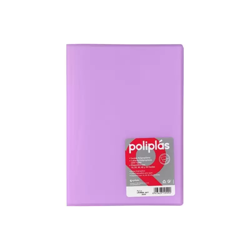 (01471295) GRAFOPLÁS CARPETA CON FUNDAS POLIPLÁS SOLDADAS FOLIO 30 FUNDAS PP SEMIRÍGIDO TRANSLÚCIDO LAVANDA SOFT
