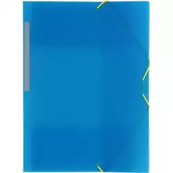 (04801230) GRAFOPLÁS CARPETA CON GOMAS COLORGRAF FOLIO 3 SOLAPAS PP AZUL TRANSLÚCIDO